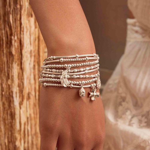 Chlobo Silver Cute Charm Heart In Feather Bracelet