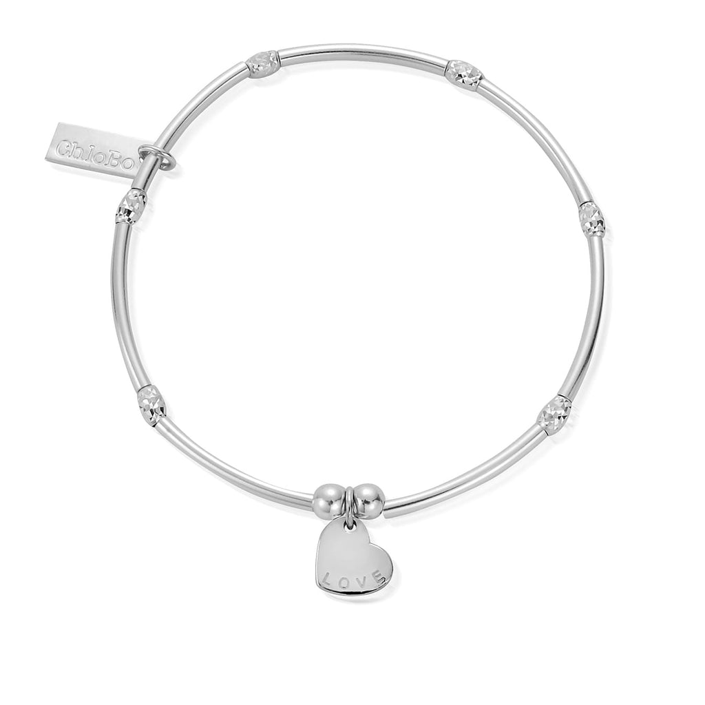 Chlobo SBMNSR092 Silver Mini Noodle Sparkle Rice Love Heart Bracelet