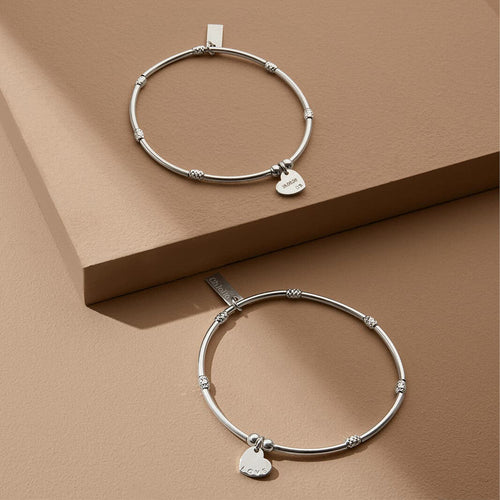 Chlobo SBMNSR092 Silver Mini Noodle Sparkle Rice Love Heart Bracelet