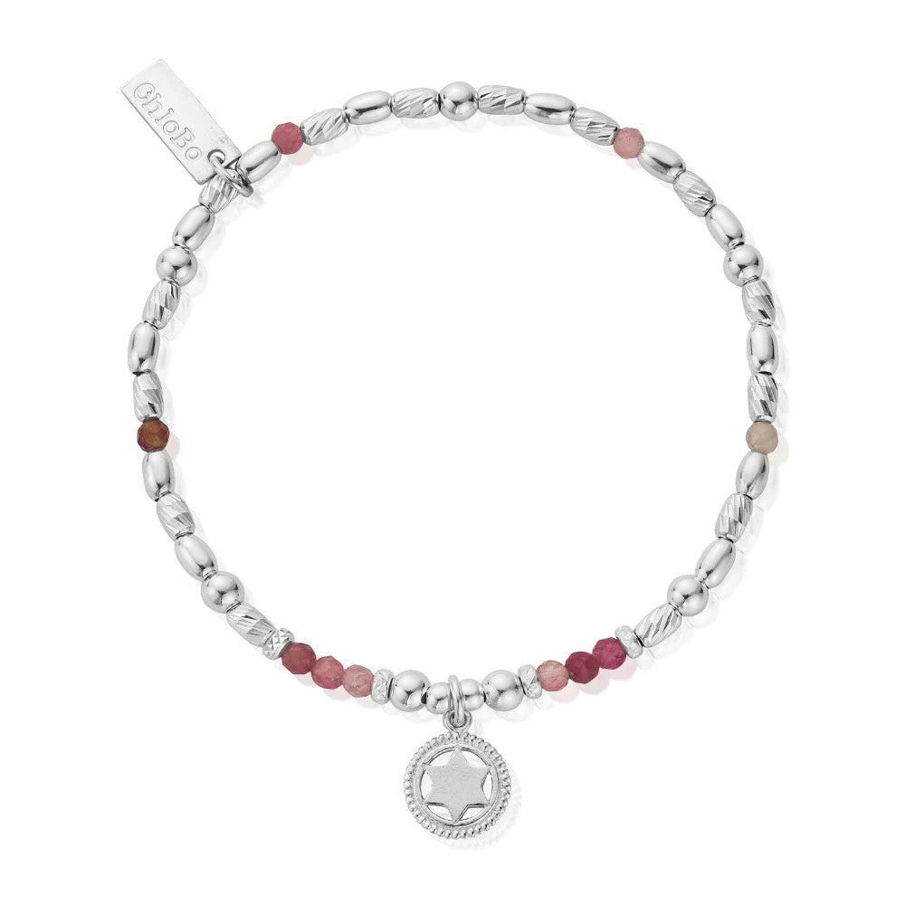 Chlobo Pink Tourmaline Heart Silver