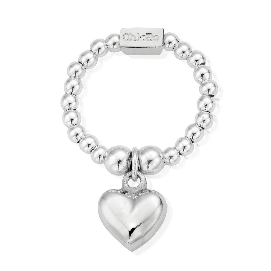 Chlobo Silver Mini Puffed Heart Stretch Ring