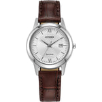 Citizen FE1087-28A Women's Classic Silver-Tone Dial Leather Strap Watch