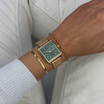 Cluse CW10309 La Tétragone Mesh Stones Green Dial Gold Colour Women's Watch
