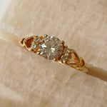 24KAE 12444Y Ring with Stones and Heart Shaped Detail