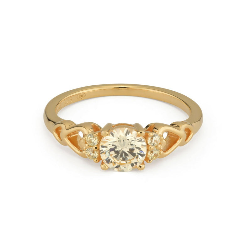 24KAE 12444Y Ring with Stones and Heart Shaped Detail