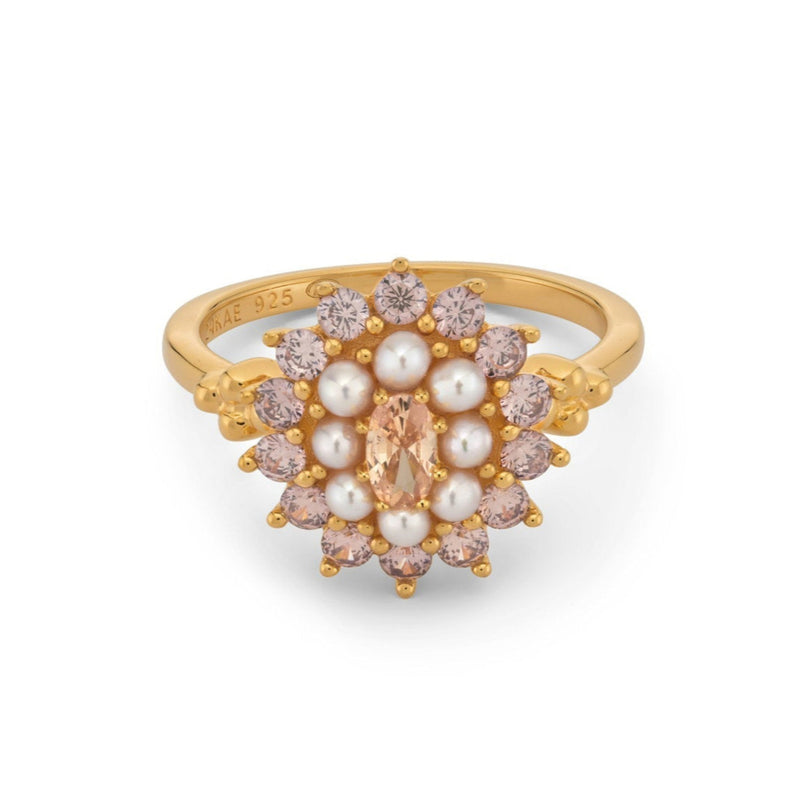 24KAE 12451Y Ring with Colored Stones and Pearls
