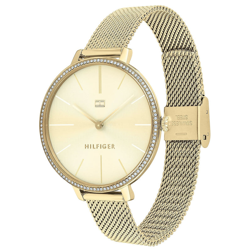 Tommy Hilfiger 1782114 Mesh Dress Watch With Pave Crystals - Gold