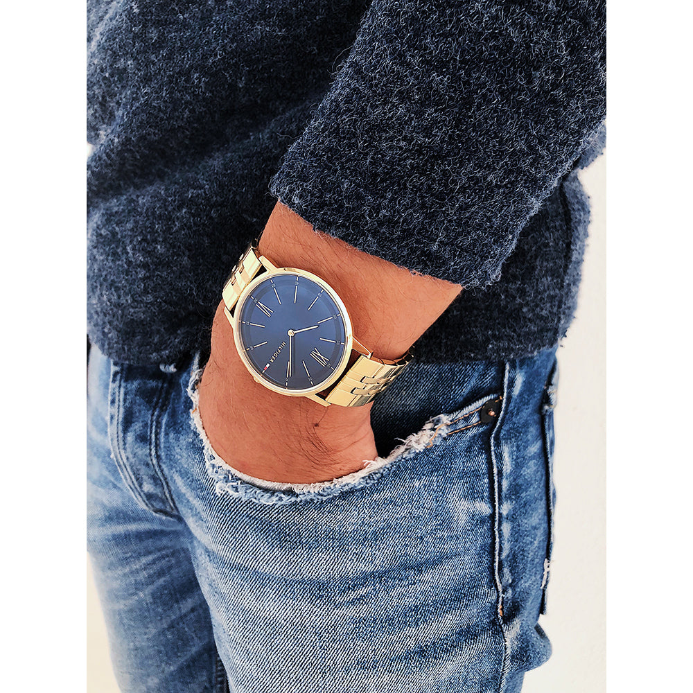 Tommy Hilfiger 1791513 Men's Cooper Gold/Blue Bracelet Watch – Walter Bourke