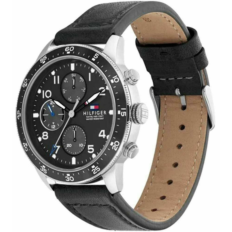 Tommy Hilfiger 1791947 Men's Black Dial Leather Strap Jimmy Watch