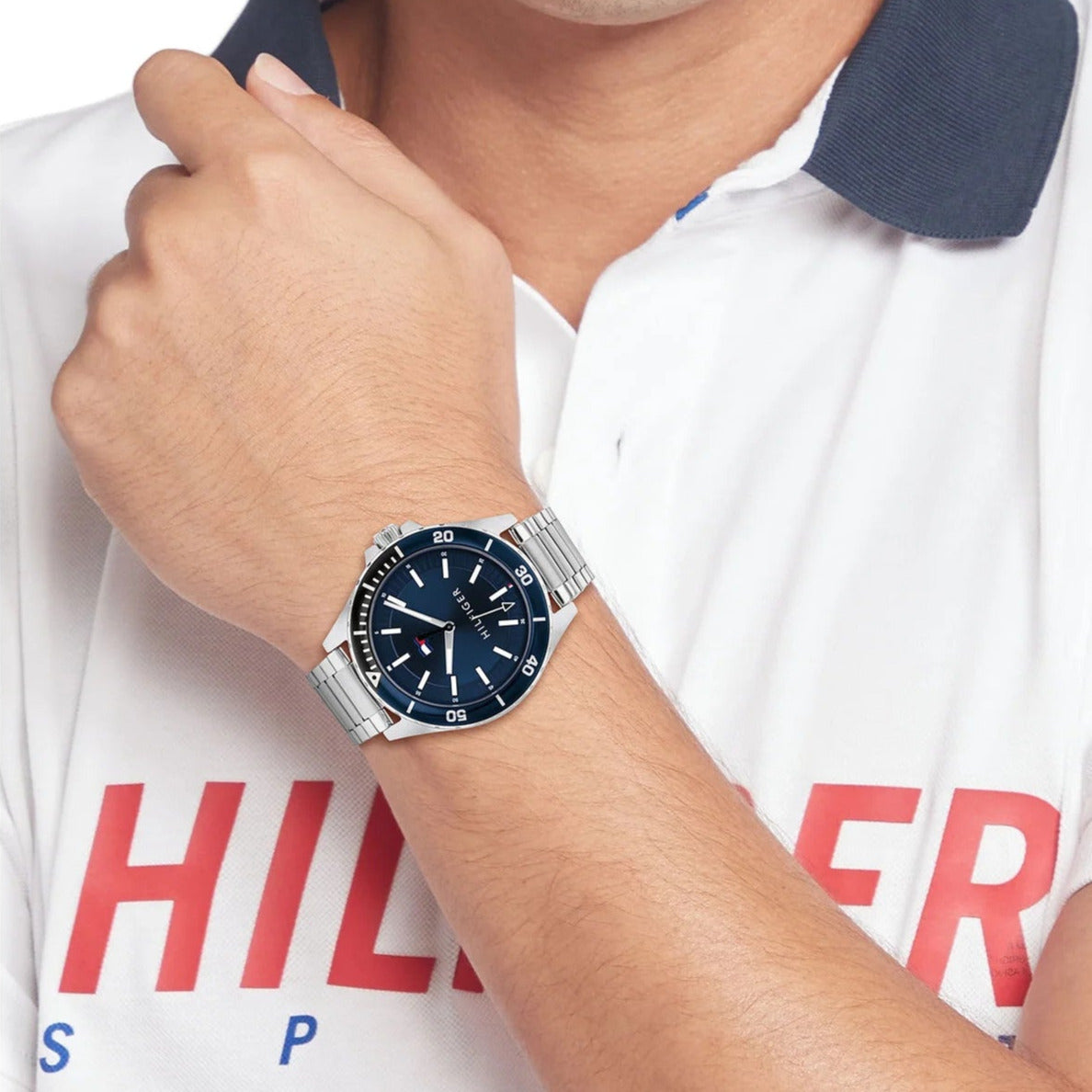 1792012 Tommy Hilfiger 1792012 Logan Men's Blue Dial Stainless Steel Bracelet ...