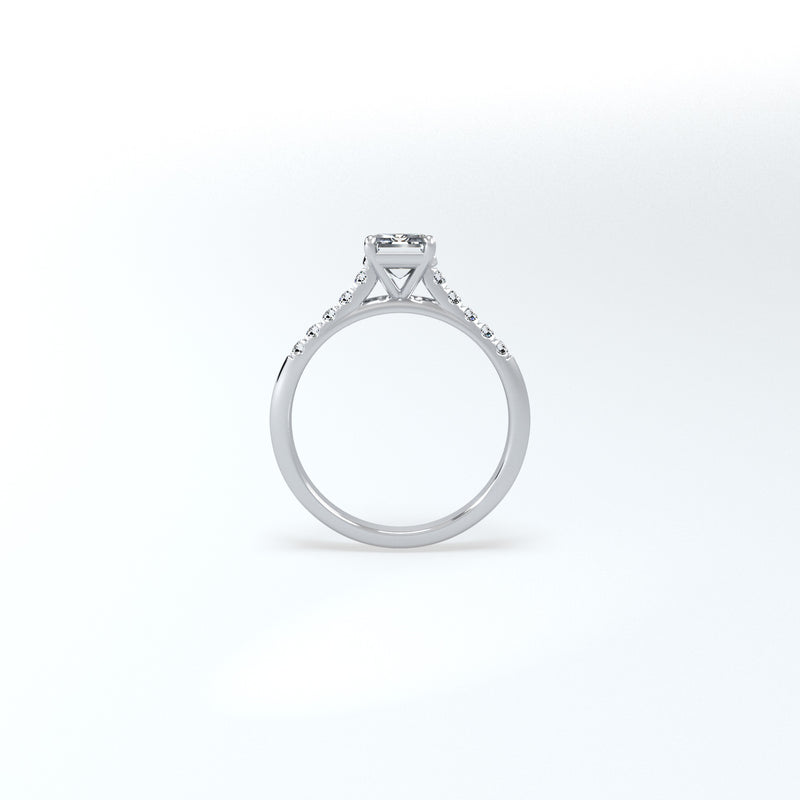 Emerald cut solitaire lab created diamond ring in platinum