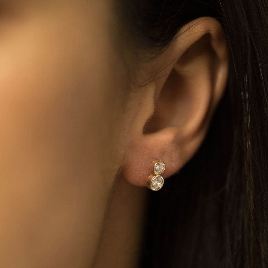 9ct Rose Gold Graduated Cz 5mm Drop Stud Earrings