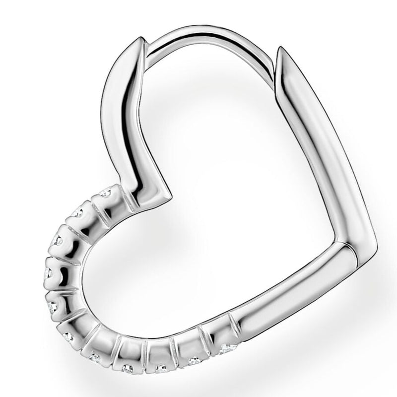 Thomas Sabo Single Hoop Earring Heart With White Stones Silver