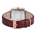 Cluse CW0101207029 La Tétragone Leather Red Alligator Rose Gold Colour Watch