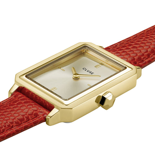 Cluse CW11505 Women's Fluette Leather Coral Lizard, Gold Colour Watch