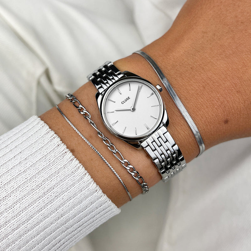 Cluse CW11706 Feroce Mini Stainless Steel White/Silver Bracelet Watch