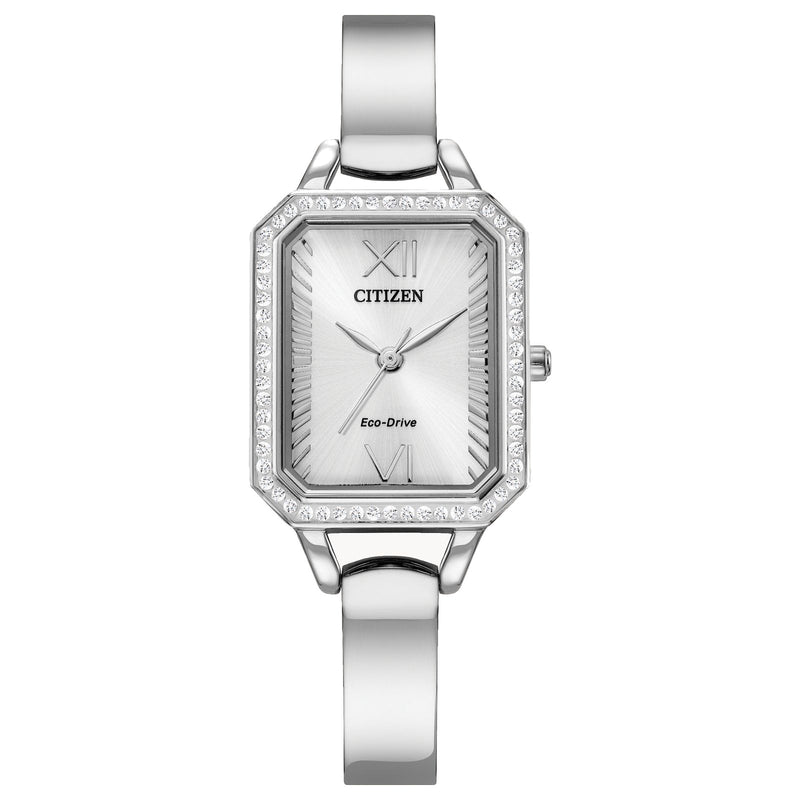 Citizen EM0980-50A Women's Eco-Drive Silhouette Crystal Silver-Tone Dial Stainless Steel Watch
