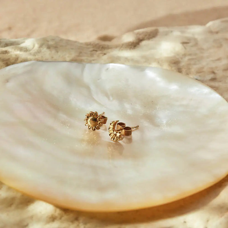 Chlobo Gold Moon And Sun Stud Earrings