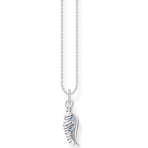 Thomas Sabo Phoenix Wing With Blue Stones Silver Necklace