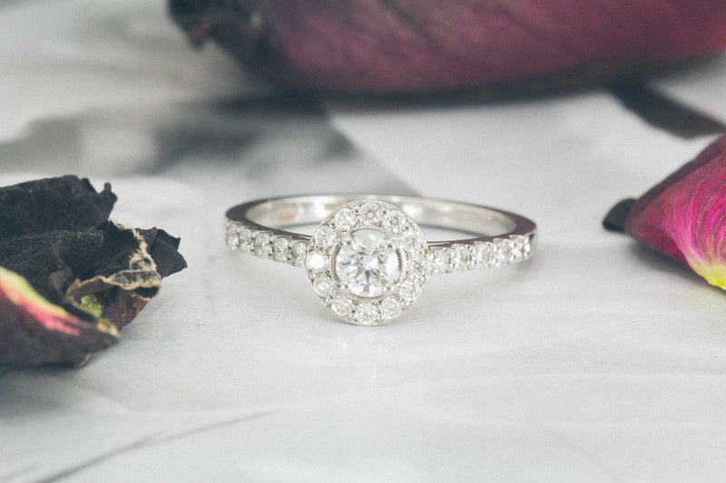 Louise round halo diamond engagement ring