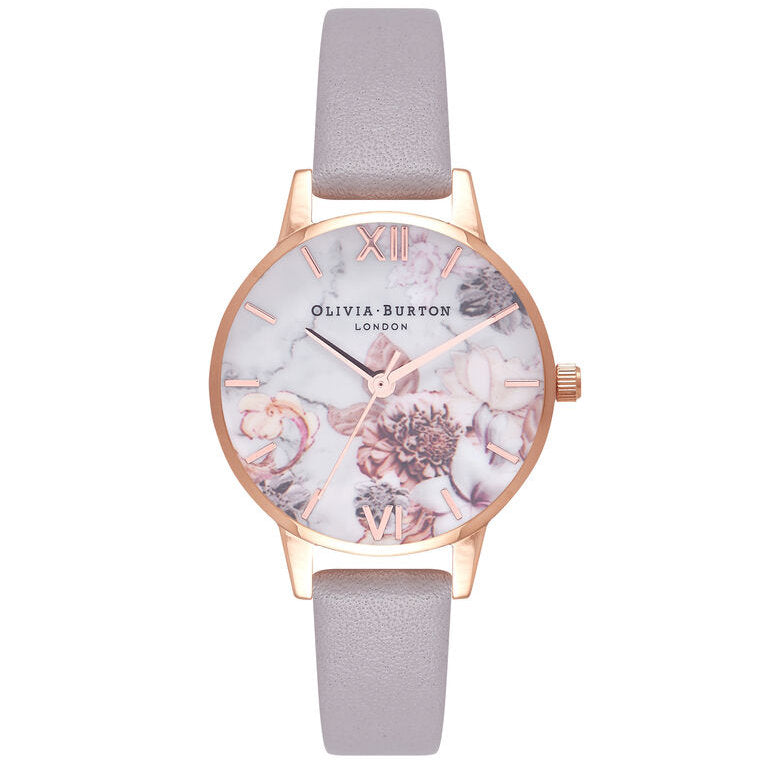 Olivia Burton OB16CS14 Marble Floral Grey Lilac & Rose Gold Watch