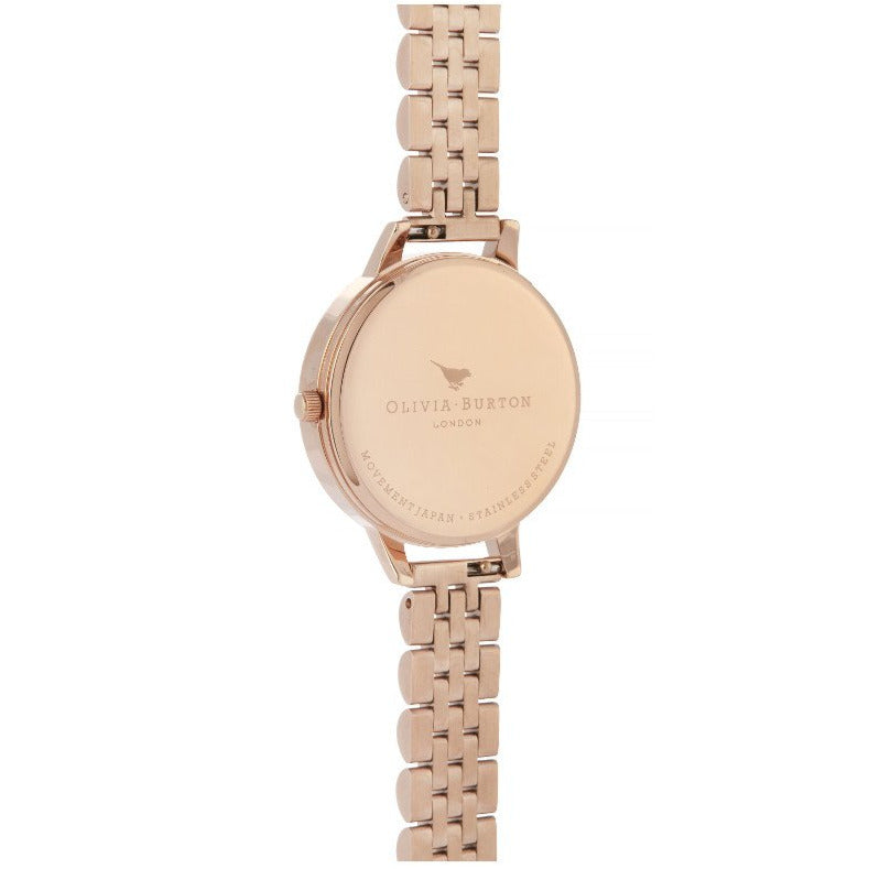 Olivia Burton OB16DEW01 White Dial Ion-Plated Rose Gold Bracelet Watch
