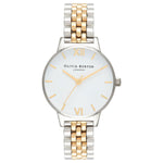 Olivia Burton OB16MDW34 White Dial Silver & Gold Stainless Steel Bracelet Watch