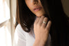 Rebecca 3 Stone platinum engagement ring.