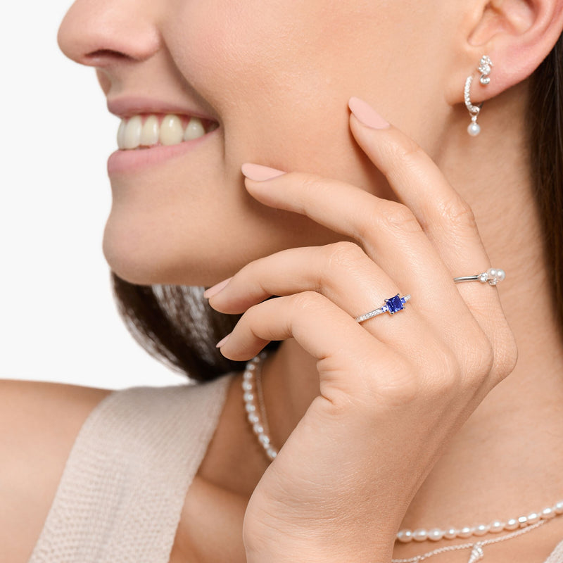 Thomas Sabo Ring With Blue And White Stones