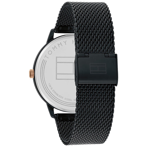 Tommy Hilfiger 1791845 Black Ion-Plated Icon Watch With Mesh Bracelet