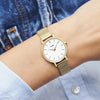Cluse CW0101211001 Women's Boho Chic Petite Mesh White, Gold Colour Watch