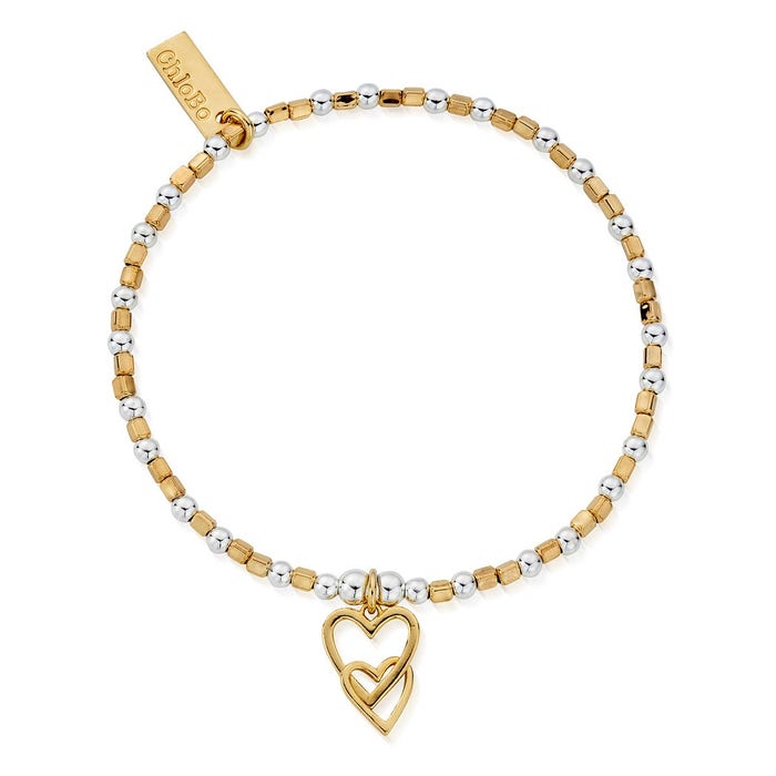 Chlobo Interlocking Love Heart Bracelet - Gold and Silver