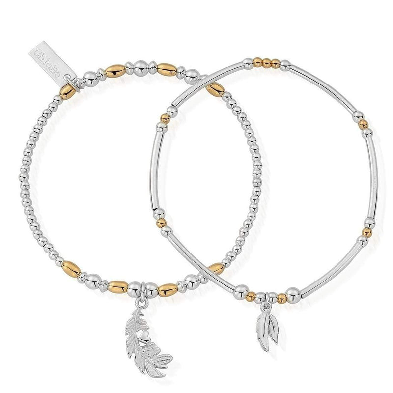Chlobo Gold And Silver Strenght And Courage Set Of 2 Bracelet