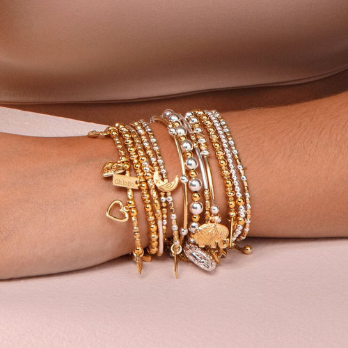 Chlobo Gold And Silver Decorated Elephant Bracelet