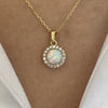 9 carat gold opal round pendant